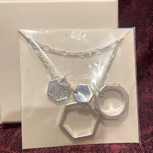 India Hicks Hexagon Necklace in Silver, new in box!